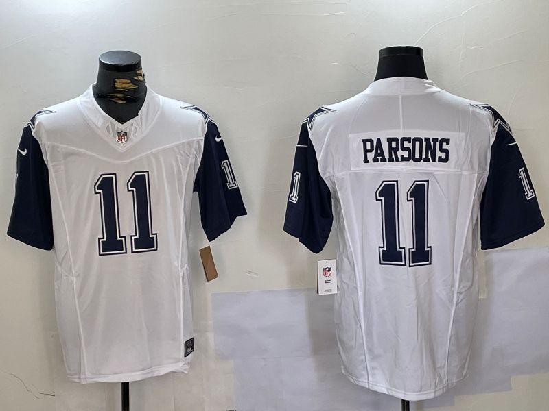 Men Dallas Cowboys #11 Parsons White 2024 Nike Three generations Vapor Limited NFL Jersey style 1